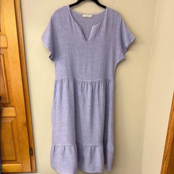 Francesca Bettini Dresses | Francesca Bettini Split Neck Tiered Midi Linen Sundress | Lavender | Med | Guc | Color: Blue/Purple | Size: M | Francesca Bettini Dresses | Francesca Bettini Split Neck Tiered Midi Linen Sundress | Lavender | Med | Guc | Color: Blue/Purple | Size: M |